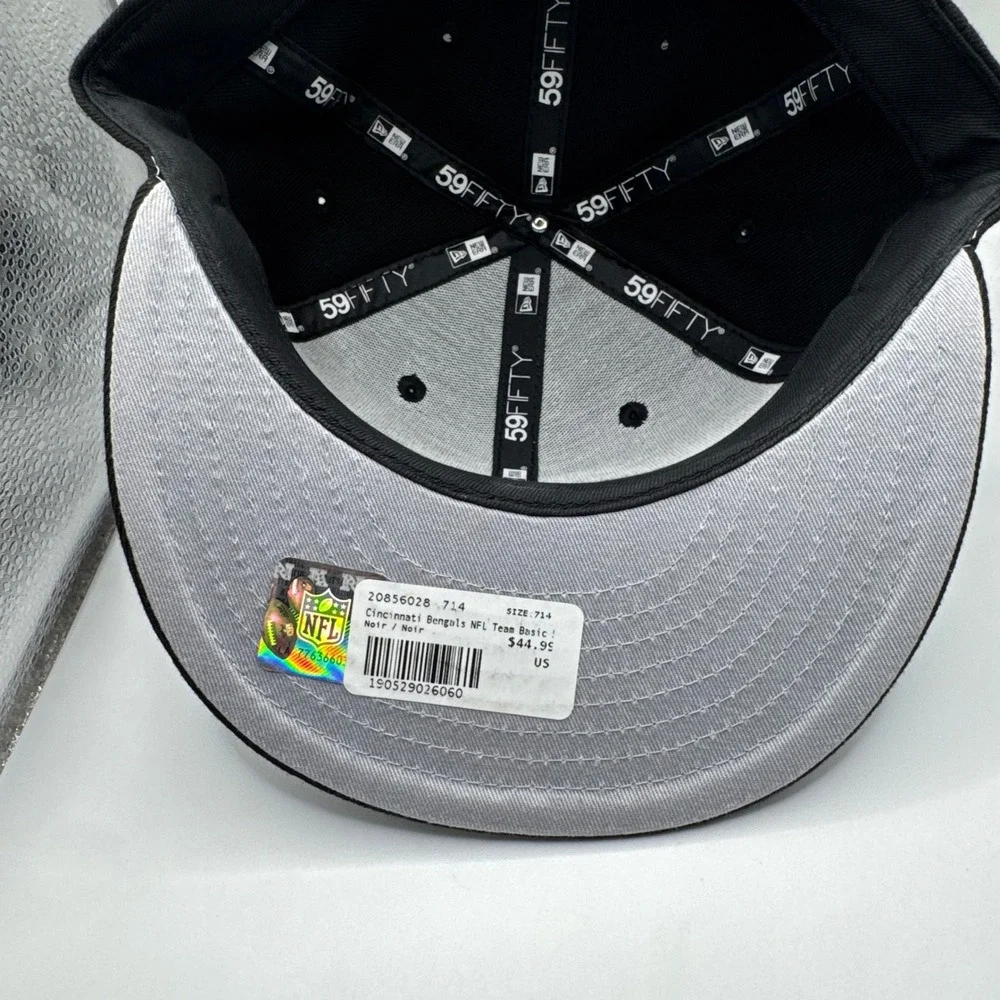 New Era Cincinnati Bengals 59FIFTY Fitted Hat Black NFL Team Basic 7‎ 1/4 Cap